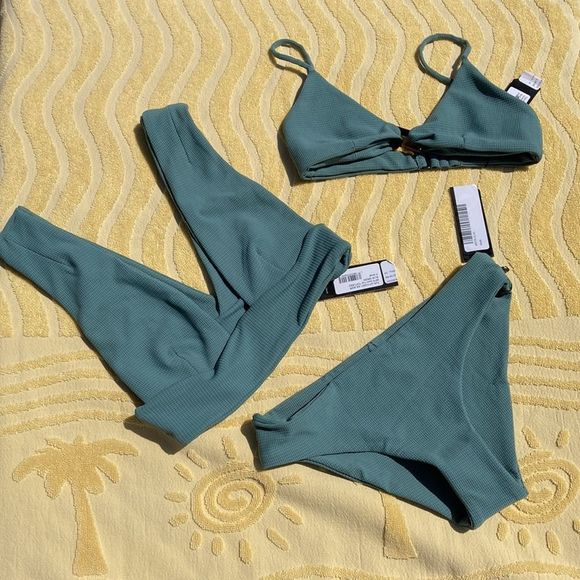 Tavik Other - TAVIK NWT 3- Piece Blue Green Textured Bikini Set - 2 tops, 1 bottom